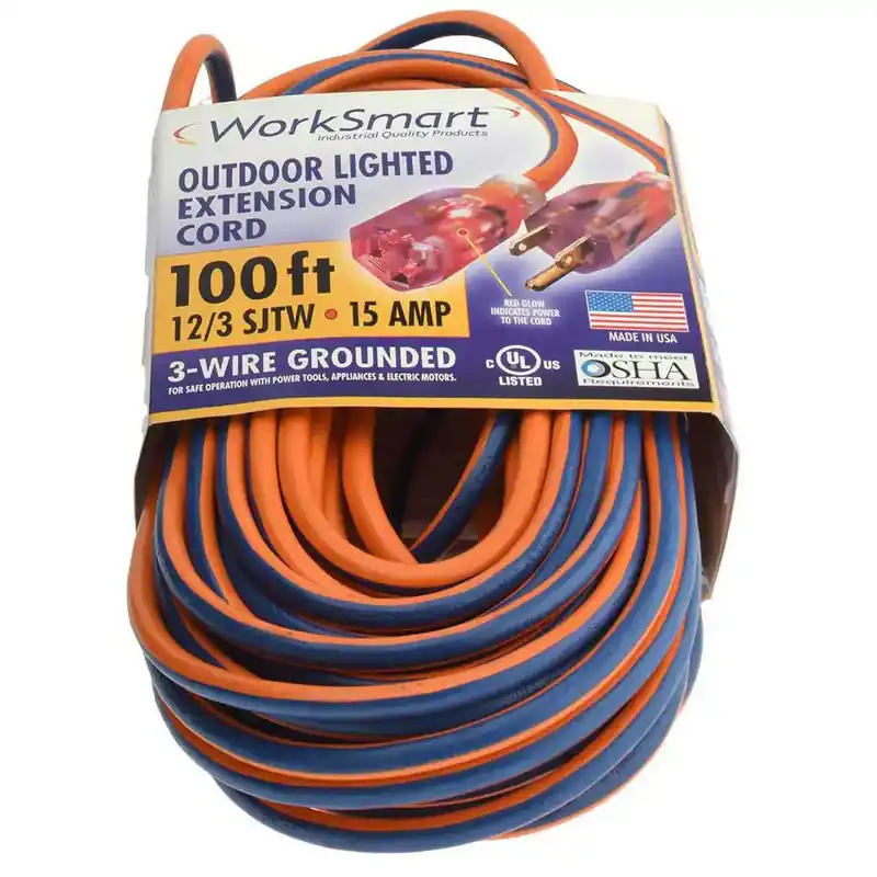 KVM Tools PS-AZB0050 100‘, 12/3 Gauge/Conductors, Orange/Blue Outdoor Extension Cord