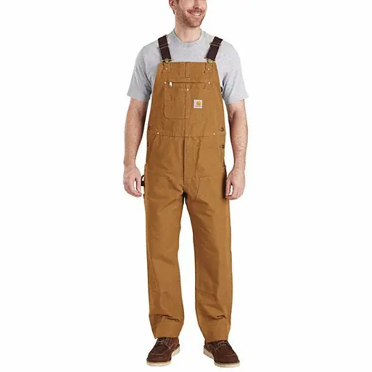 Carhartt 102776-211-32x30 Bib Overalls, 32" Waist Sz, 30" Inseam, Brn