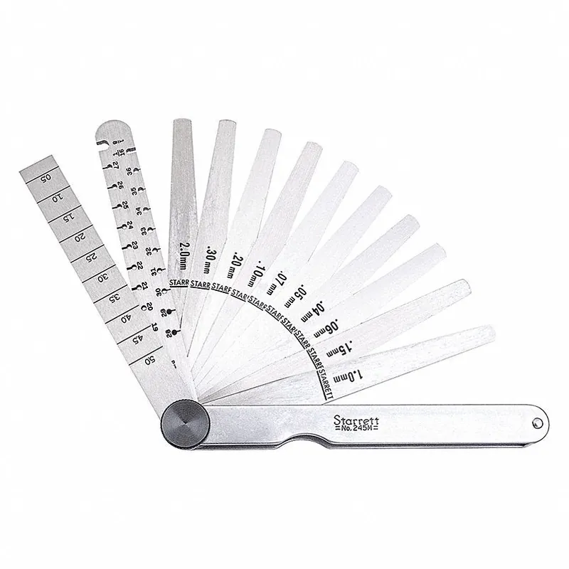 Starrett 245M Feeler Gauge Set with Wire & Taper Gauges Metric, 11 Feeler Blades, 120 mm Blade Lg