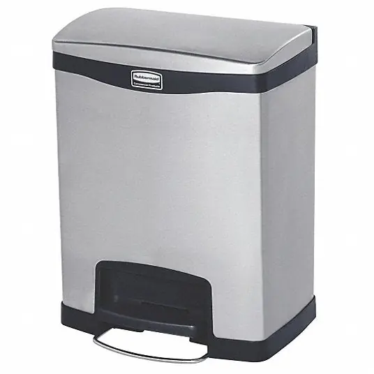Rubbermaid 1901985 8 Gal Stainless Steel Rectangular Step Can, Black