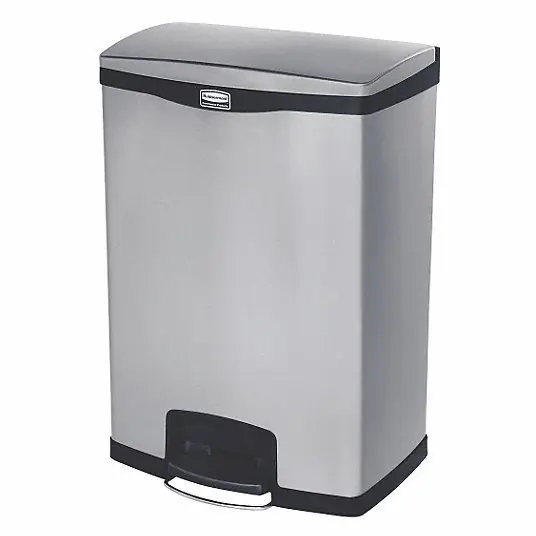 Rubbermaid 1901999 24 Gal Stainless Steel Rectangular Trash Can, Silver