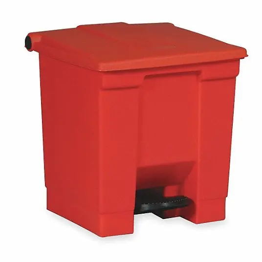 Rubbermaid FG614400RED 12 Gal HDPE Base/Polypropylene Lid Rectangular Trash Can, Red