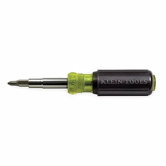 Klein 32500 Multi-Bit Screwdriver / Nut Driver, 11-in-1, Ph, Sl, Sq, Torx Bits, 6-Piece, 8 Tips