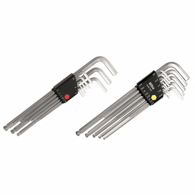 Wiha 66993.G Hex Key Set Metric and SAE, Long, 22 Pieces, Plastic Holder, Chrome, 22 Tips
