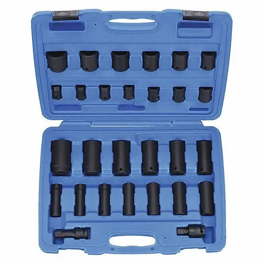 KVM Tools KV4PRG8 Impact Socket Set, 1/2 in Drive Size, Black Oxide, 28-Piece