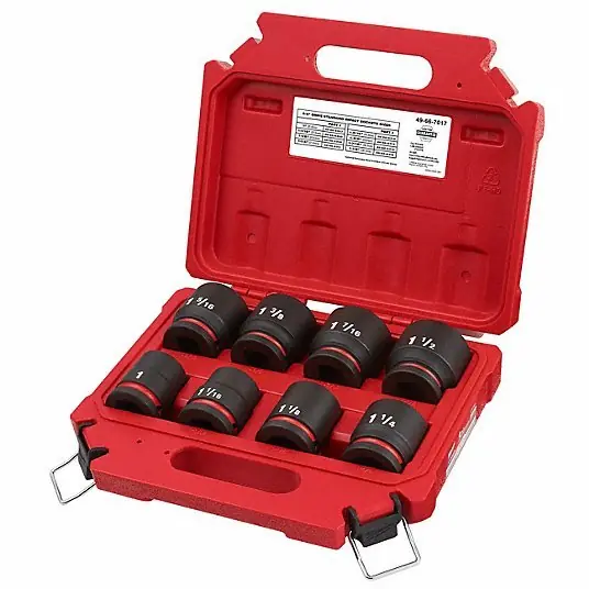 Milwaukee 49-66-7017 Impact Socket Set 3/4 in Drive Size, 8 Pieces, 1 in to 1 1/2 in Socket Size Range, SAE