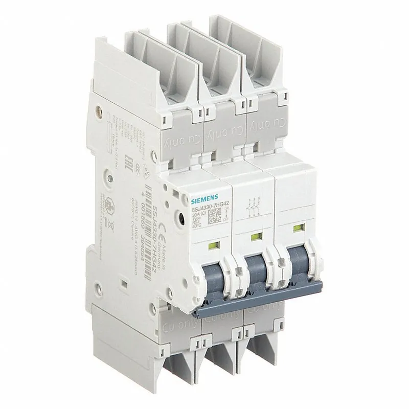 Siemens 5SJ43307HG42 IEC Miniature Circuit Breaker, 30 A, 277/480V AC, 3 Pole, DIN Rail Mounting Style, 5SJ4 Series