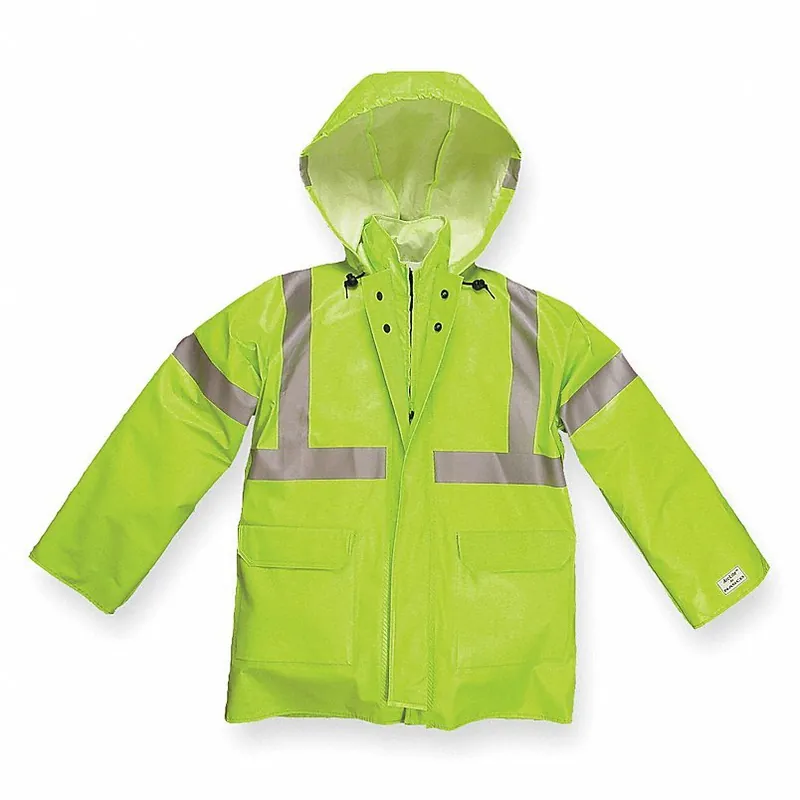Nasco 1503JFYL Arc Flash Rain Jacket with Hood, Lime Yellow, L