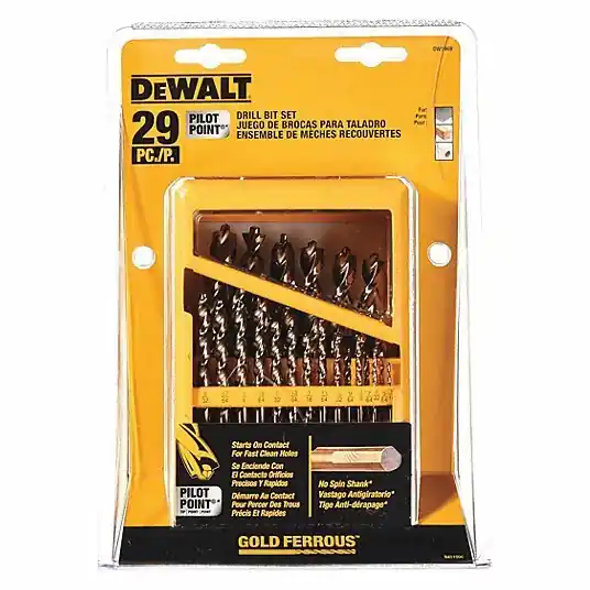 Dewalt DW1969 Jobber Length Drill Set 1/16 in Smallest Drill Bit Size, 1/2 in Largest Drill Bit Size 29-Piece