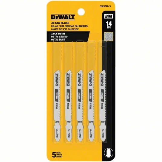 Dewalt DW3770-5 3" 14 TPI T-Shank Metal Cutting Cobalt Steel Jig Saw Blade PK5