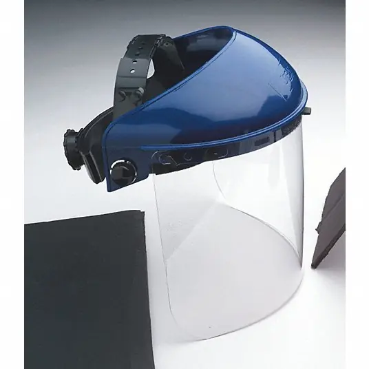 KVM Tools KV9TZ55 Ratchet Face Shield Assembly, PETG, Uncoated, Clear Visor, Blue, 8 in Visor Height
