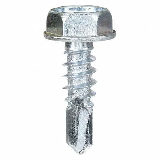 KVM Tools U31810.019.0062 Self-Drilling Screw, 12 x 1 in, Zinc Plated Steel Hex Head External Hex Drive, 100 PK