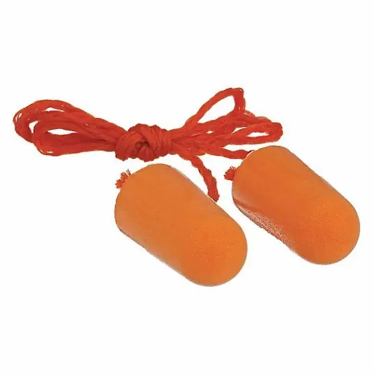 3M 1110 Disposable Corded Ear Plugs, Bullet Shape, 29 dB, 100 Pairs, Orange