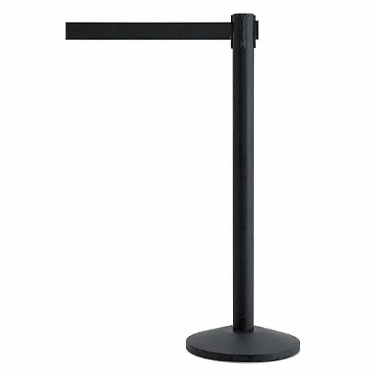 Queueway QWAYPOST-33-B9 Barrier Post with Belt, Metal, 7-1/2 ft. L