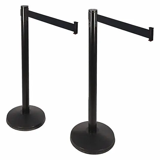 Retracta-Belt 101SB-BK-2PK Belt Barrier, 10 ft., Black, Sloped, PK2