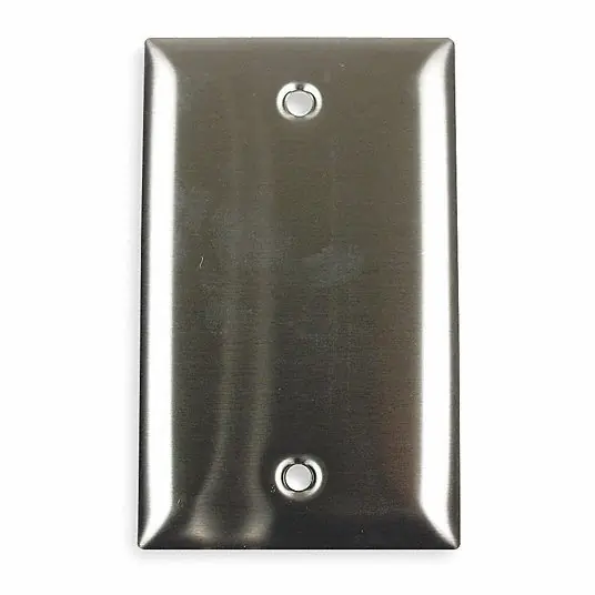 Hubbell SS13 Blank Box Mount Wall Plates, Number of Gangs 1 Stainless Steel, matte Finish, Silver