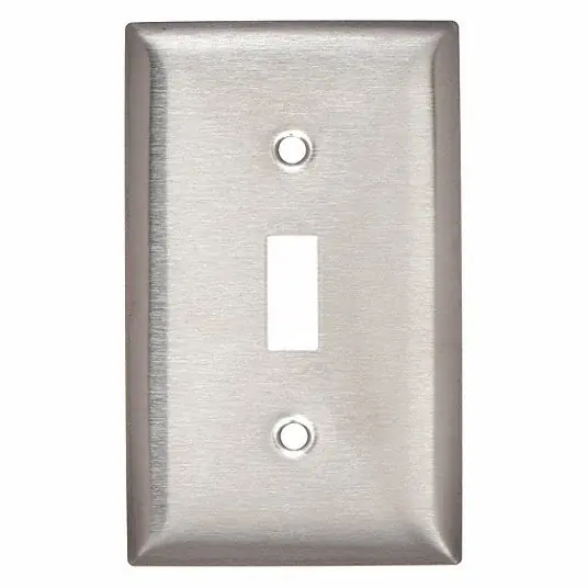 Hubbell SS1 Toggle Switch Wall Plates, Number of Gangs 1 Stainless Steel, Brushed Finish, Silver