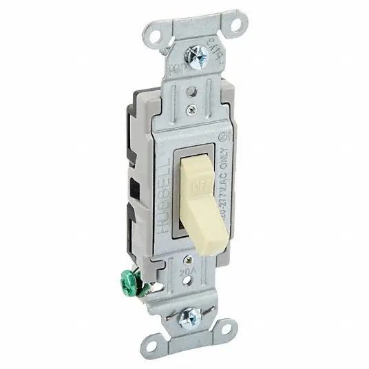 Hubbell CSB120BI Wall Switch, 20A, Ivory, Toggle, 120/277VAC