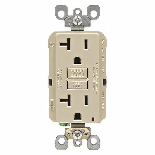 Leviton GFNT2-I GFI Receptacle Decorator Duplex, 5-20R, 20 A, 125V AC, Ivory, 2 Poles, Screw Terminals, Std Resist PK10