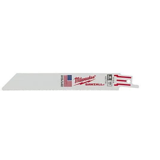 Milwaukee 48-00-5184 Reciprocating Saw Blade 18 Teeth per Inch, 6 in Blade Lg, 3/4 in Ht, Straight Back, 5 PK