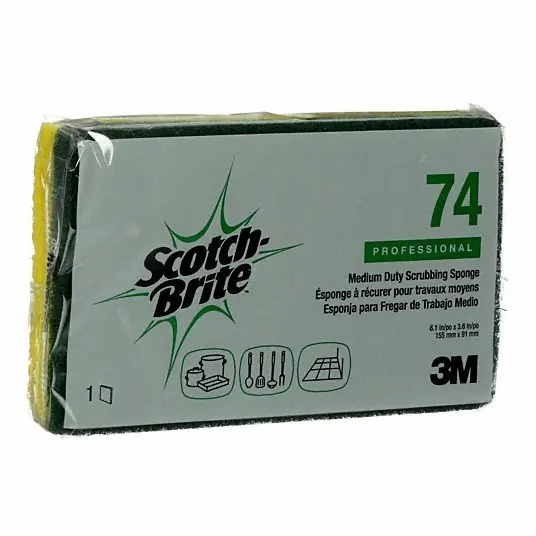3M 74 Scrubber Sponge, 6" L, 3-5/8" W, PK20