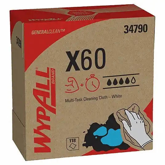 Wypall 34790 Dry Wipe Dispenser Box, Moderate Absorbency, Better Wet Strength, WYPALL® X60, White