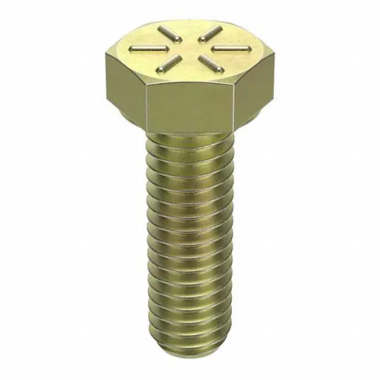 Fabory U04104.025.0100 Grade 8, 1/4"-20 Hex Head Cap Screw, Zinc & Yellow Plated Steel, 1 in L, 100 PK