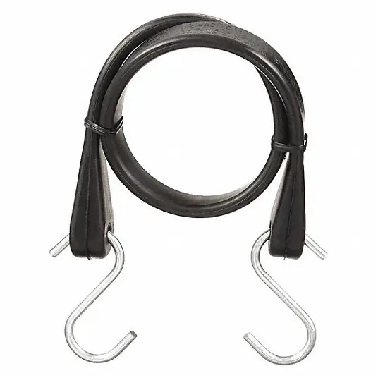 Goldline 635197842 EPDM Rubber, 15 in Bungee Lg, 3/4 in Bungee Wd, S-Hook, Steel, Black, 27 in