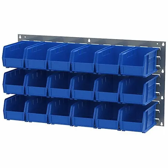 Akro-Mils 30230BLUE Hang and Stack Bin 5 1/2 in x 10 7/8 in x 5 in, Blue, Label Holders, 30 lb Load Capacity