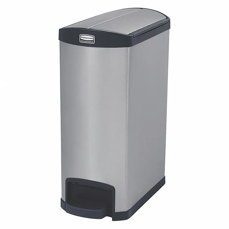 Rubbermaid 1901993 Step Can Slim Jim(R), Metal, Silver, 13 gal Capacity, 22 1/2 in Dp
