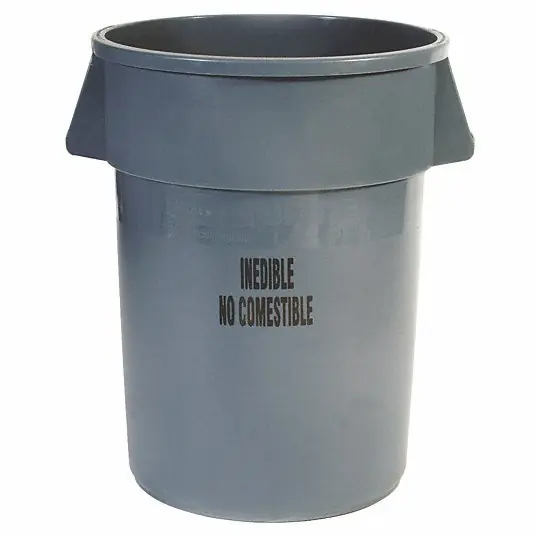 Rubbermaid FG264356GRAY 44 gal Polyethylene Round Trash Can