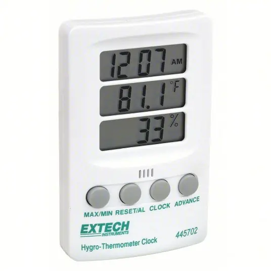 Extech 445702 Clock Digital Hygrometer, 14 to 140 F