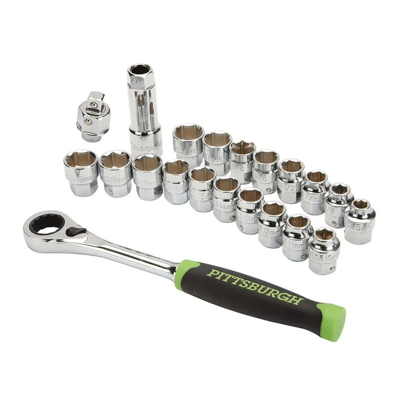 Pittsburgh 62305 SAE and Metric Go-Thru Socket Set, 21-Piece