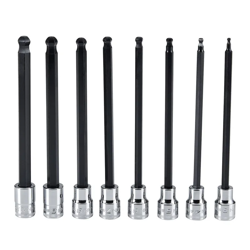 Icon 56584/S2BHLM-8 3/8 in. Drive Metric Professional Long Ball Hex Bit Socket Set, 8 Piece