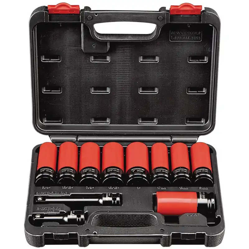 Pittsburgh Pro 69829 1/2 in. Drive Super High Torque Lug Nut Impact Socket Set, 11-Piece