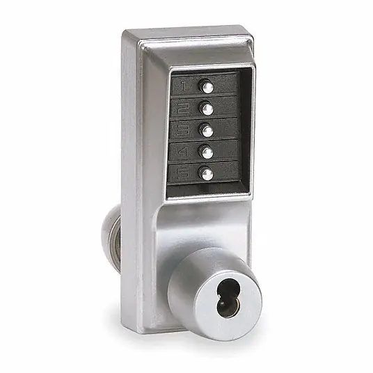 Kaba 1021-B-26D-41 Mechanical Push Button Lockset Knob, Entry with Key Override, Factory Left/Field Reversible