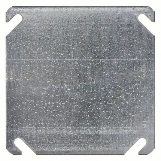 Raco 752 Electrical Box Cover, Square, 2 Gang, Galvanized Zinc, Blank Cover, 1/8 in D, 4-1/8 in W, 4-1/8 in L PK50