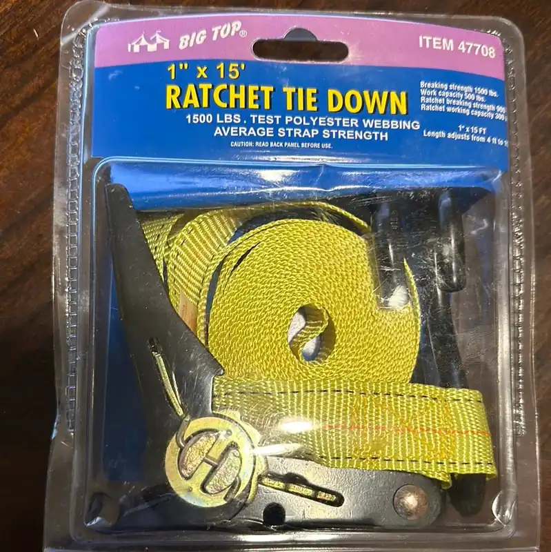 Big Top 47708 1500 lb. Capacity 1 in. x 15 ft. Ratchet Tie Down