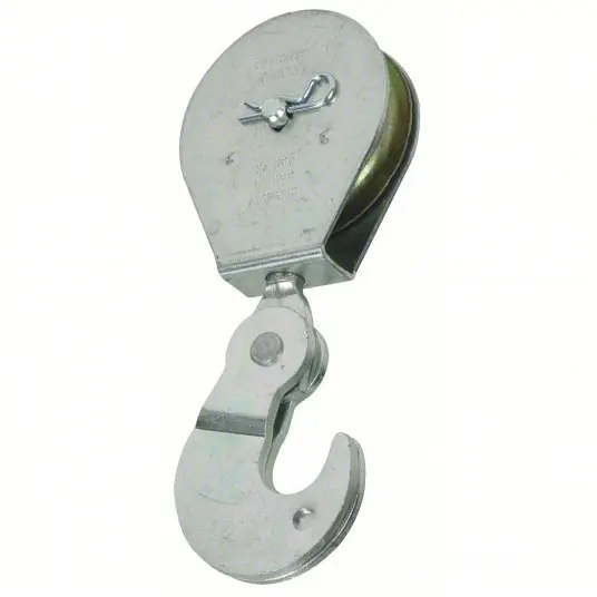 National 1RCN7 Pulley, Swivel Hook, 3/8 in Eye Hook Inside Dia.