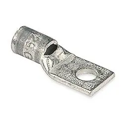 Thomas & Betts 54140 Copper One-Hole Lug, Standard Barrel, Peep Hole, Max 35kV, Wire Size 4 AWG, 3/8 in Bolt Size, Tin Plated, Die Code 29, Gray