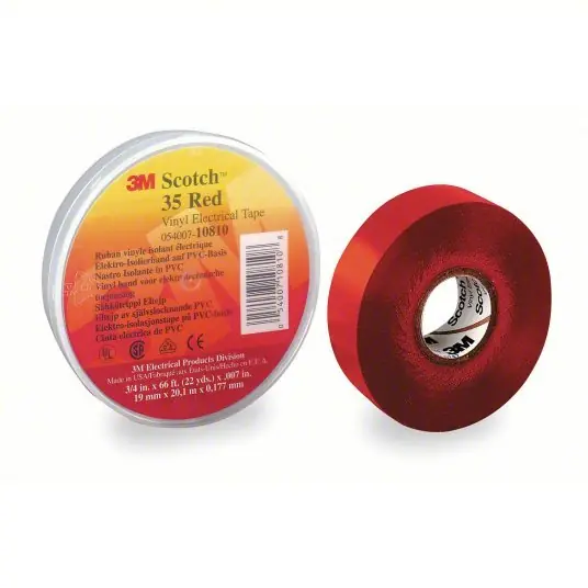 3M 10810 Vinyl Electrical Tape, 35, Scotch, 3/4 in W x 66 ft L, 7 mil thick, Red, 1 Pack