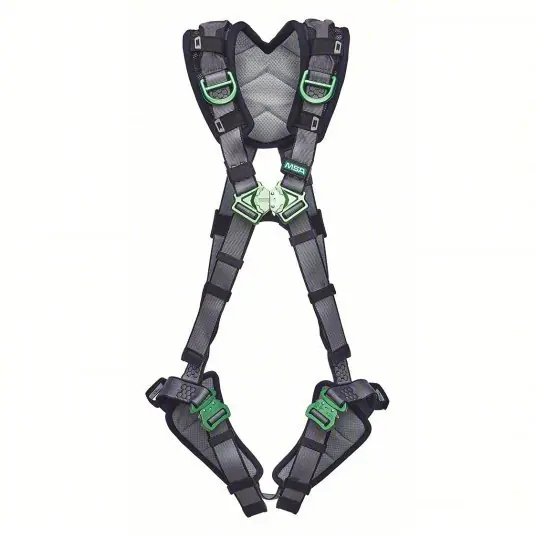 MSA 10194969 Full Body Harness, Vest Style, M, Nylon, Gray