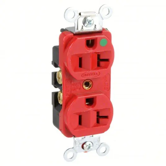 Hubbell HBL8300HRED Receptacle 5-20R, 20 A, 125V AC, Red, 2 Poles