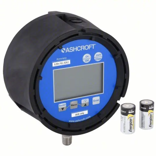 Ashcroft 452074SD02L1000BL Digital Pressure Gauge, 0 to 1000 psi, 1/4 in MNPT, Plastic, Black