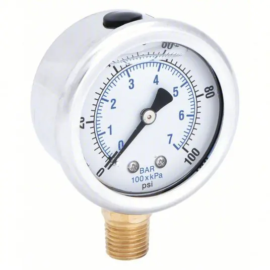 PIC 201L-204E Pressure Gauge, 0 to 100 psi, 1/4 in MNPT, Stainless Steel, Silver