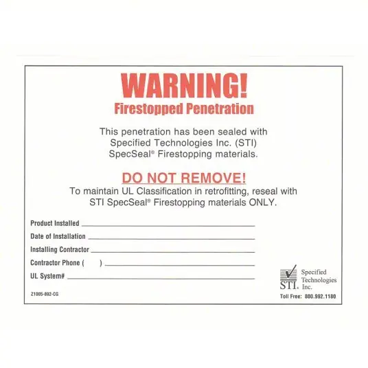STI Z1005892CG Warning Label Rectangular, 4.25 in Overall Ht, 5.38 in Overall Lg PK100