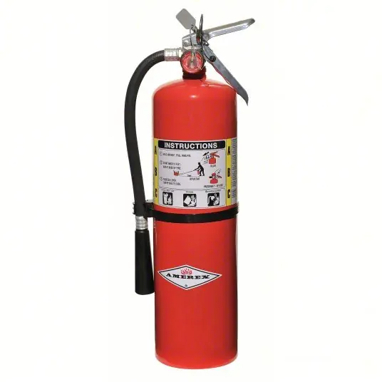 Amerex B456 Fire Extinguisher, Class ABC, UL Rating 4A 80B C, Rechargeable, 10 lb capacity, 21 ft Range