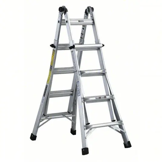 Louisville L-2098-17 Multipurpose Ladder, Extension, Scaffold, Staircase, Stepladder Configuration, 15 ft, Aluminum