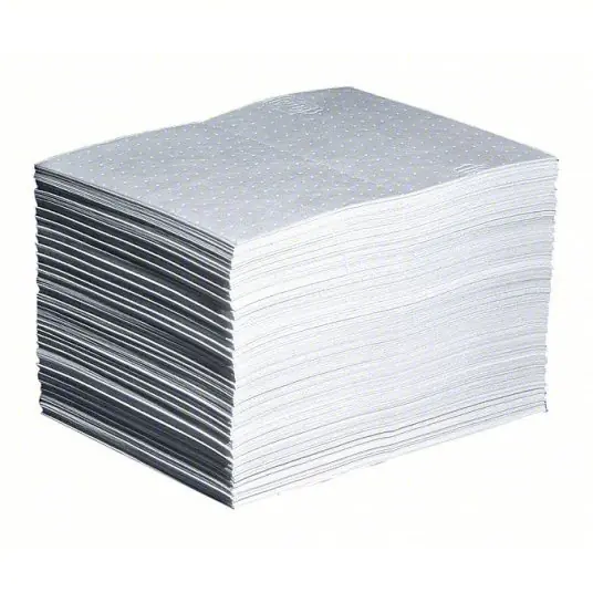 PIG MAT423 Sorbents, 22 gal/pk, 14 oz/pad, Oil Absorbed, White, Polypropylene, 200 PK