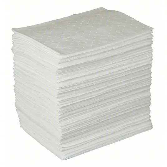 Brady SPC BPO200 Sorbents, 34 gal/pk, 21 oz/pad, Oil Absorbed, White, Polypropylene, 200 PK